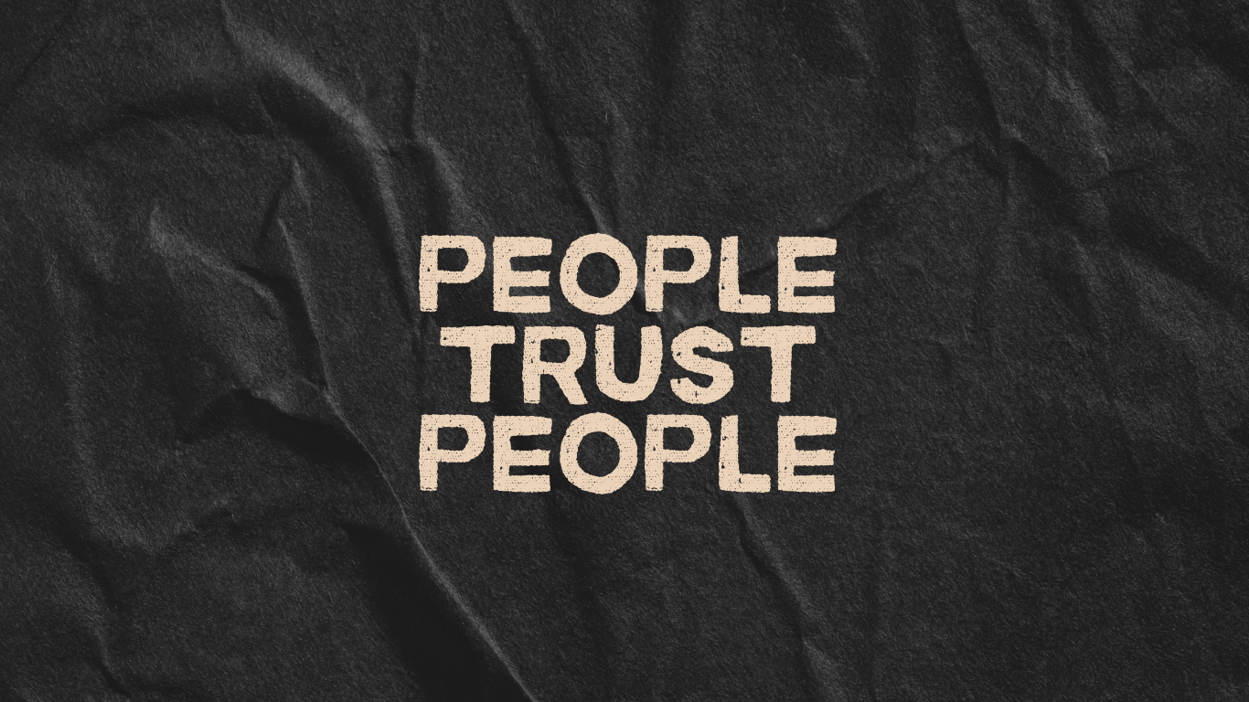 "People trust people" blog website graphic by www.rominamassa.com.